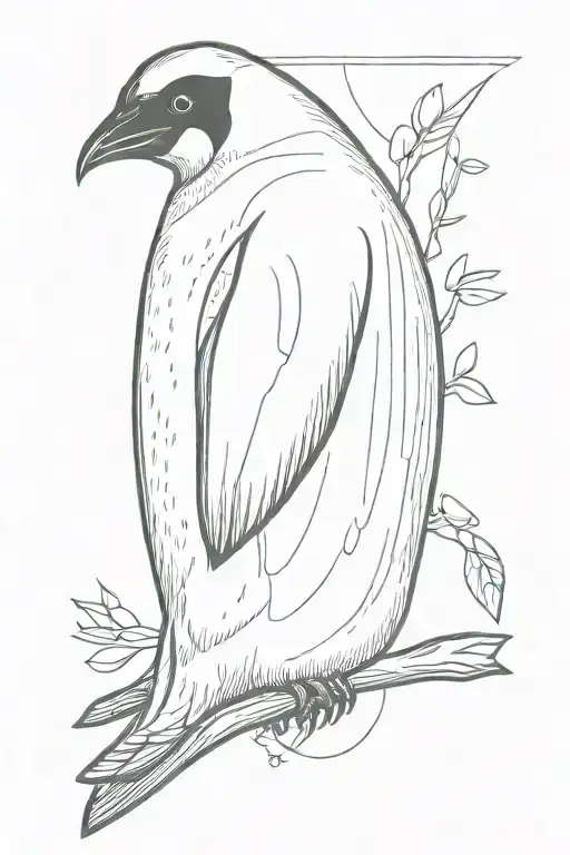 emperor penguin holding flying fox tattoo design idea