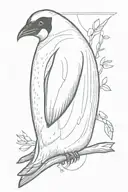 emperor penguin holding flying fox tattoo design idea