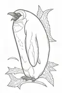 emperor penguin holding flying fox tattoo design idea
