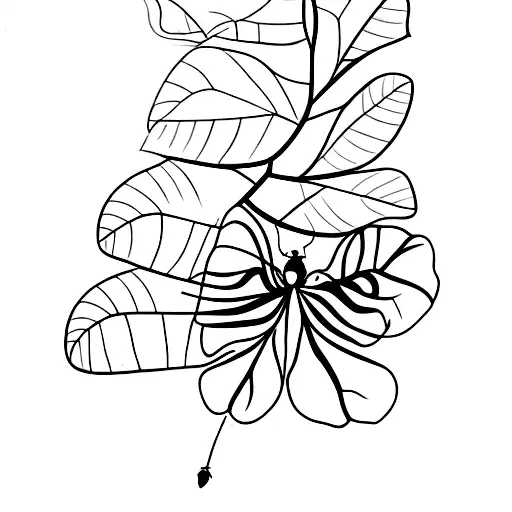 ladybug sitting on leaf of a fig tree branch tattoo design idea