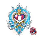 Heart with three banners tattoo design idea