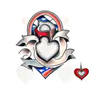 Heart with three banners tattoo design idea