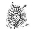 Heart with three banners tattoo design idea