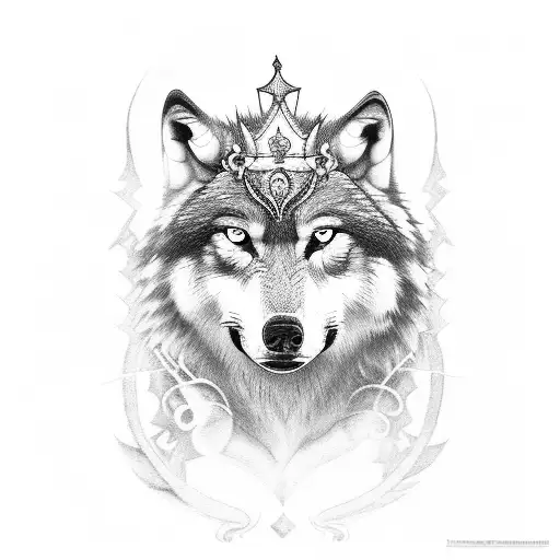 wolf with crown tattoo design idea