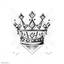 dripping diamond with crown tattoo design idea