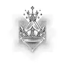 dripping diamond with crown tattoo design idea