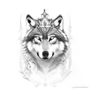 wolf with crown tattoo design idea
