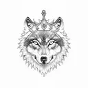 wolf with crown tattoo design idea
