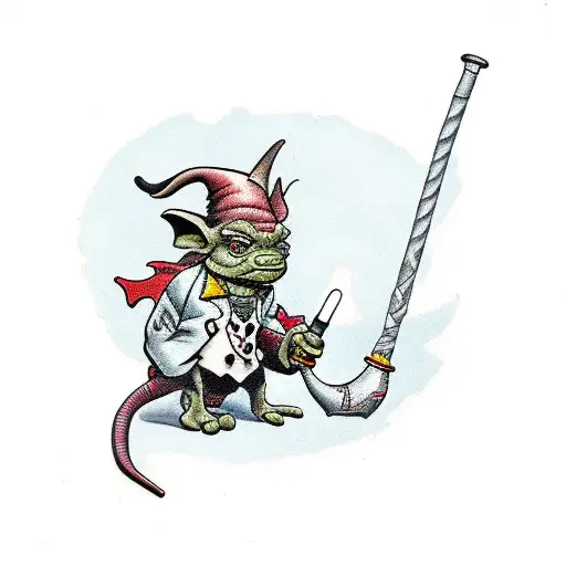 goblin smoking  pipe tattoo design idea