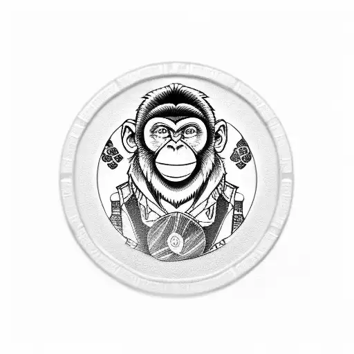 monkey with poker chips tattoo design idea