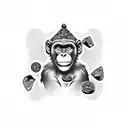 monkey with poker chips tattoo design idea