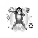 monkey with poker chips tattoo design idea