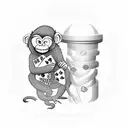 monkey with poker chips tattoo design idea