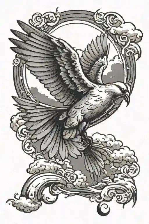 Freedom Dove Sunset Clouds tattoo design idea