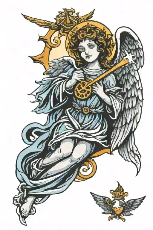Protection symbol angel tattoo design idea