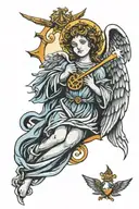 Protection symbol angel tattoo design idea