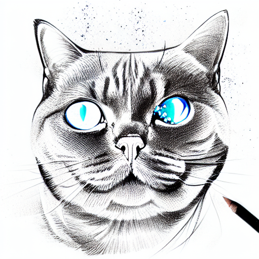 british shorthair with blue eyes and glitter tattoo design idea