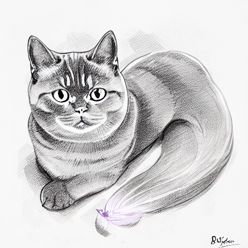 british shorthair with lavender tattoo design idea
