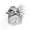Cement feathered bird tattoo design idea