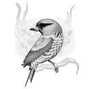 Cement feathered bird tattoo design idea
