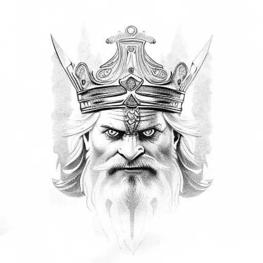 odin with crown tattoo design idea