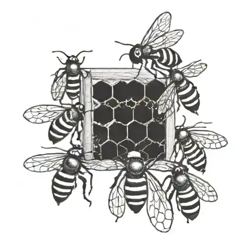 honey bees hive  tattoo design idea