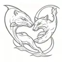 Dolphin and Cougar fight together tattoo design idea
