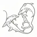 Dolphin and Cougar fight together tattoo design idea