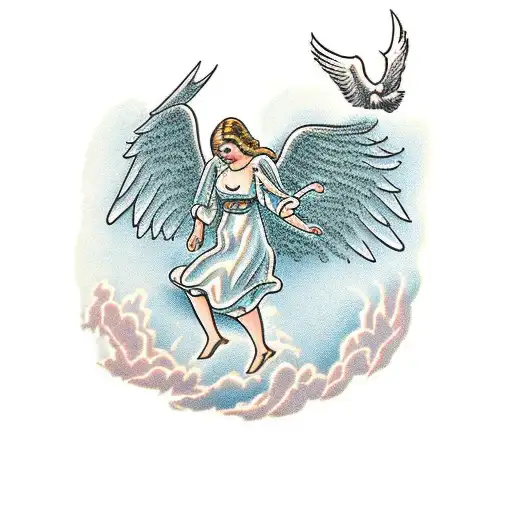 angel falling from a mountain tattoo design idea