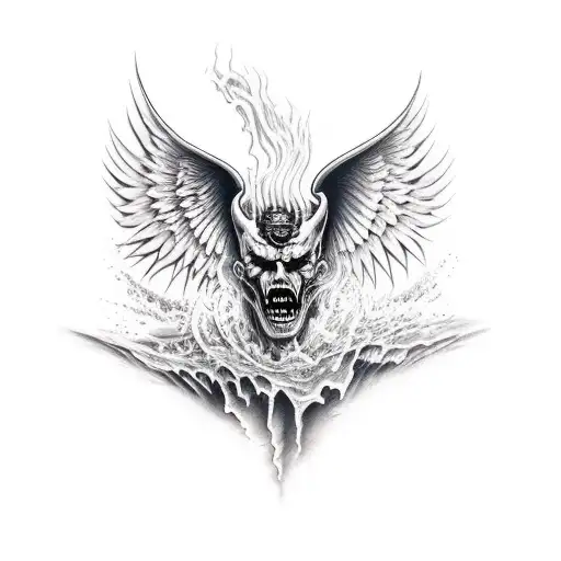 lucifer falling tattoo design idea