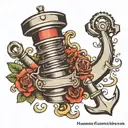 piston and anchor  tattoo design idea
