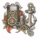 piston and anchor  tattoo design idea