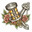 piston and anchor  tattoo design idea