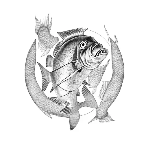 sturgeon fish magnolia tattoo design idea