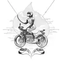 Combine elements of a car and a bike into a blackwork tattoo, representing the client's passion for both vehicles. tattoo design idea