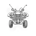 Combine elements of a car and a bike into a blackwork tattoo, representing the client's passion for both vehicles. tattoo design idea