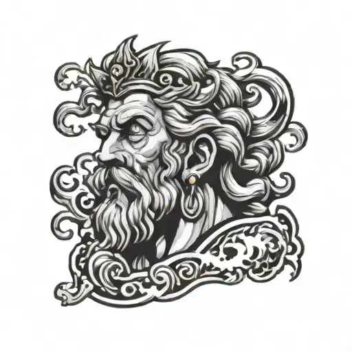 zeus with lsd on tongue tattoo design idea