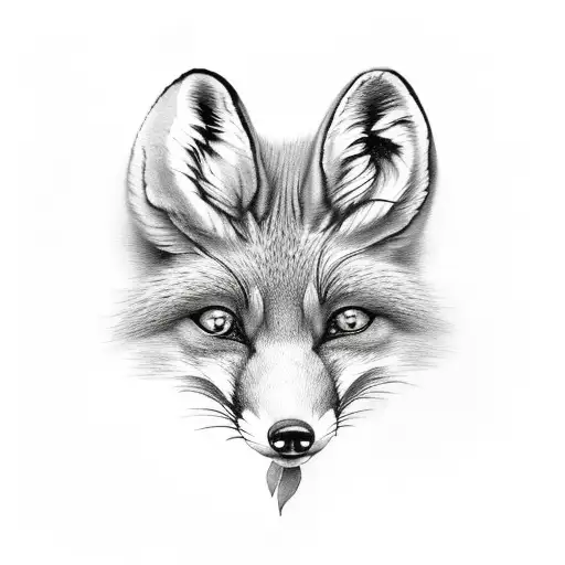 a fox smelling a rose under a three with raven on its branch tattoo design idea