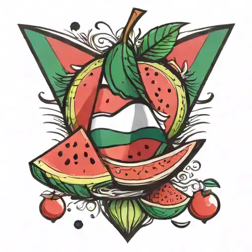Palestine flag watermelon slice tattoo design idea