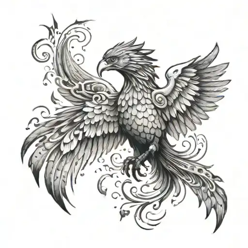 Phoenix rising from ashes tattoo design idea