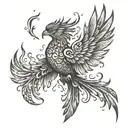 Phoenix rising from ashes tattoo design idea