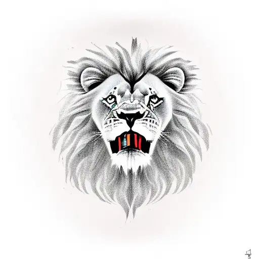 lion head angry tattoo design idea