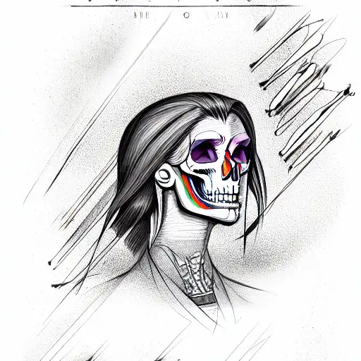barbershop skeleton colorful tattoo design idea