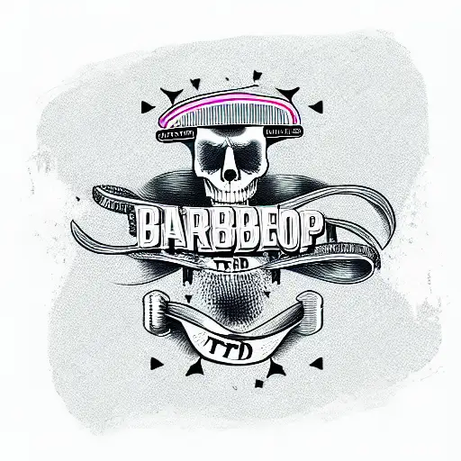 barbershop skeleton scissors and title "t_strange_d" tattoo design idea