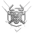 Incorporate a Redbull logo into a design of a crime scene investigator examining clues tattoo design idea