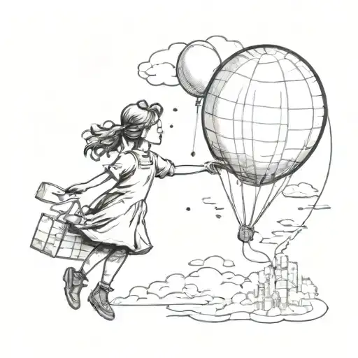 post stamp with banksy balloon girl inside tattoo design idea