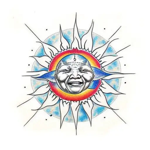 Sun and moon mandela tattoo design idea