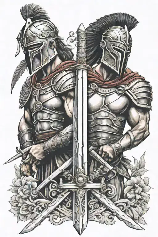 gladiator swords crossed tattoo design idea