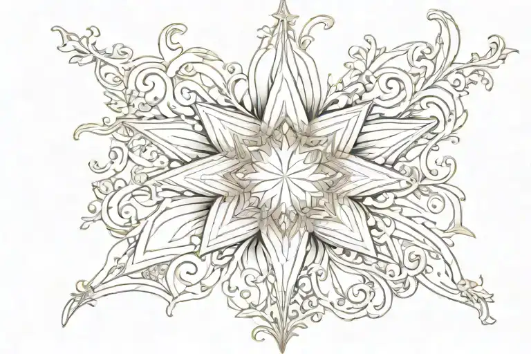 fineline baroque star tattoo design idea