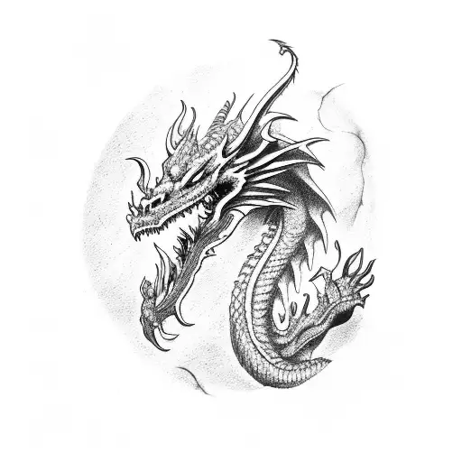 Dragon three head God tattoo design idea